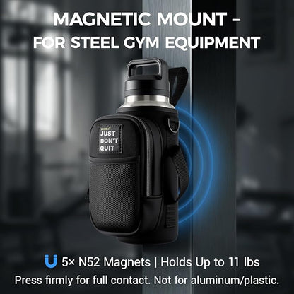 Magnetic Water Bottle Holder for Steel Gym Equipment, Hands-Free Bottle & Phone Carry for Training Sessions, Fits 24–40 oz Bottles, Neoprene Crossbody Carrier Bag