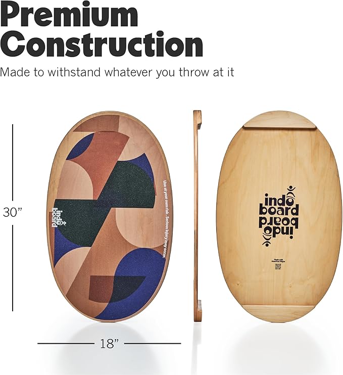 The Original Indo Board Training Package - Balance Board Trainer for Core Strength, Stability & Athletic Performance - Surfing, Skateboarding, Snowboarding, Yoga, Physical Therapy & More. Includes Board, Cushion and Roller.