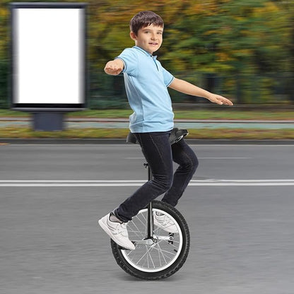 16/24 Inch Wheel Unicycle with Steel Rim, Unicycle Electric Wheel Skidproof Mountain Tire Cycling Sports Exercise with Adjustable Seat, Adults Kids Outdoor Sports Fitness Exercise Tool