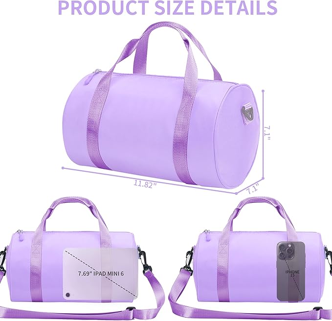 Mini Gym Bag for Women Small Duffle Bag Mini Gym Tote Bag Sport Bag for Yoga Swimming Dance (Purple)