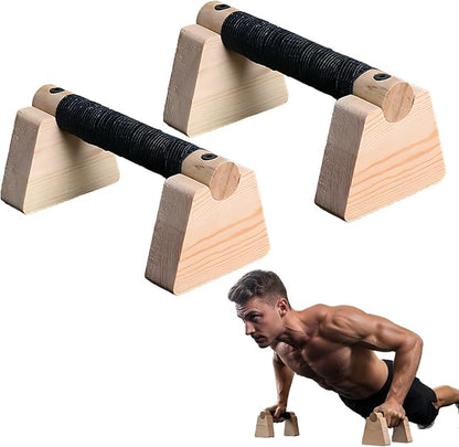 Parallettes Bars, 2 Pcs Wooden Calisthenics Equipment with Non-Slip Base for Handstand Training Push Up Bars Calisthenics Bar Joint-Friendly Beech Wood Calisthenics Equipment for Men