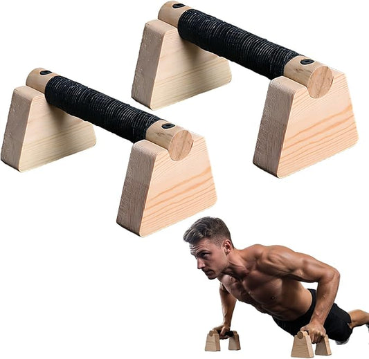 Parallettes Bars, 2 Pcs Wooden Calisthenics Equipment with Non-Slip Base for Handstand Training Push Up Bars Calisthenics Bar Joint-Friendly Beech Wood Calisthenics Equipment for Men