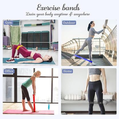 VEICK Resistance Loop Exercise Bands, Elastic Workout Bands for Men Women, Set of 5 Different Resistance Levels Stretch Band for Home Fitness Stretching Strength Training