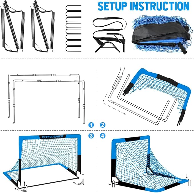 Kids Soccer Goals for Backyard Set - 2 Pack of Portable Pop Up Soccer Nets with Ball,Cones,Complete Training Equipment Kit for Toddler,Youth,Kids Age 3-14,Outdoor Sports Game