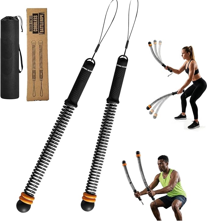 Adjustable Ropeless Battle Ropes - Cordless Weighted Training Ropes for Home Gym | HIIT Workouts | Portable Exercise Equipment for Full Body Strength Training
