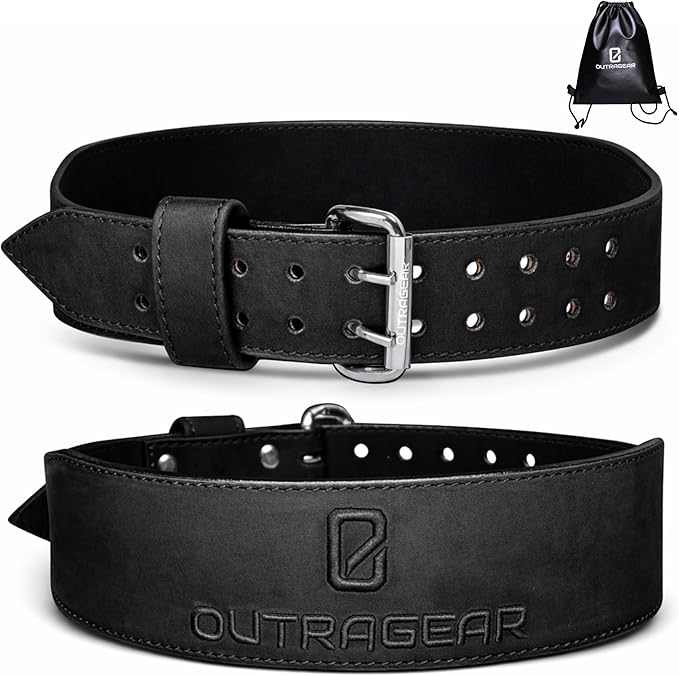 Real Leather Weight Lifting Belt - 7mm Gym Belt for Strength Training - Adjustable Buckle Weight Lifting Belts for Men & Women with Core Back Support