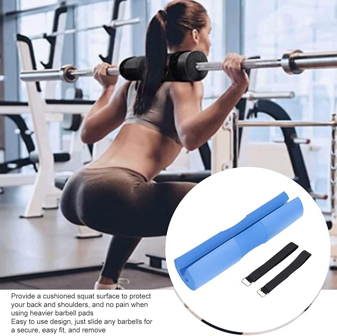 Squat Pad Barbell Pad | Weight Distribution & Shoulder Protection | Neck Support for Squats/Lunges/Hip Thrusts | NBR Rubber Foam, 17.1in Length