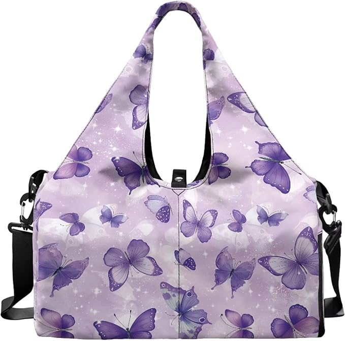 Gym Bag with Yoga Mat Holder Large Tote Bag With Multi Pockets for Women Men Dry Wet Separated Pocket Carryall Yoga Tote Bag for Pilates Travel Workout Office