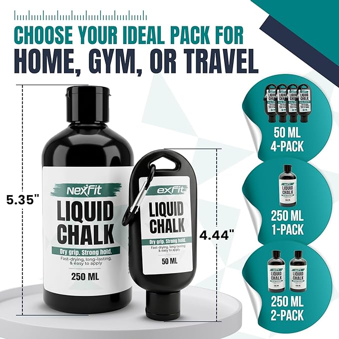Liquid Chalk for Gym – Gym Chalk Liquid with Stronger Grip, Zero Slip, Dries in Seconds – Mess-Free Weightlifting Chalk for Crossfit, Rock Climbing & Gymnastics – Multiple