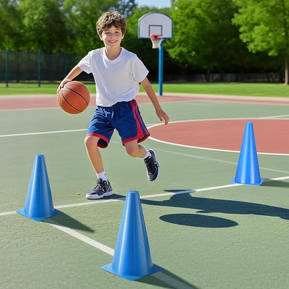 12 Inch Durable Cones,12pcs Versatile Plastic Traffic Cones and Soccer Cones for Sports Training,Agility Drills,Parking Safety,Basketball Training,Football Training.
