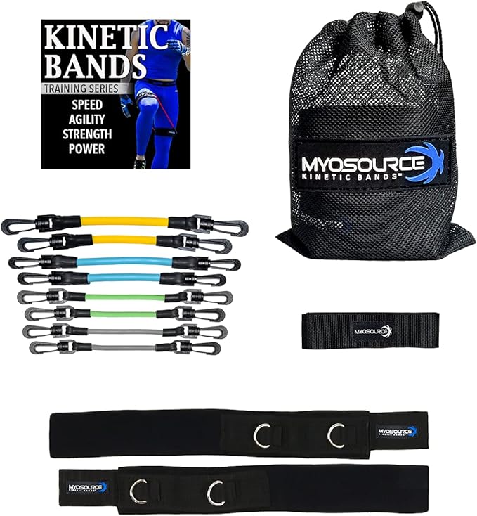 Leg Resistance Bands for Speed, Agility & Fitness Training | 4-Level Athletic Resistance System for All Ages | Includes Stretch Strap & Digital Training Program