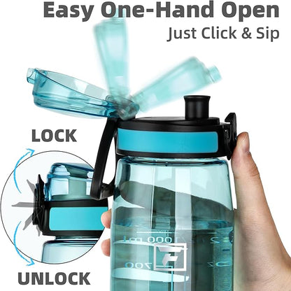 Fanhaw 32 oz Tritan Water Bottle with Chug Lid - Clear, BPA-Free, Lightweight, Wide Mouth, Leak-Proof, Perfect for Gym, Travel, School, Office, and Sports (Baby Blue)