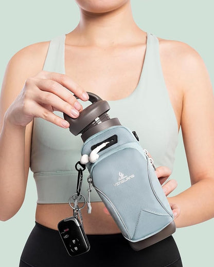 Gym Water with Phone Holder & Wallet, Water Bottle Caddy Versatile Sleeve Bag for Running Sports & Daily Use