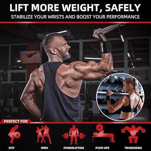 Wrist Wraps, Wrist Straps for Weightlifting with Thumb Loops, Adjustable, Gym Straps Weight Lifting for Bench Press and Weight Training, Workout, Gym Women Men, Black
