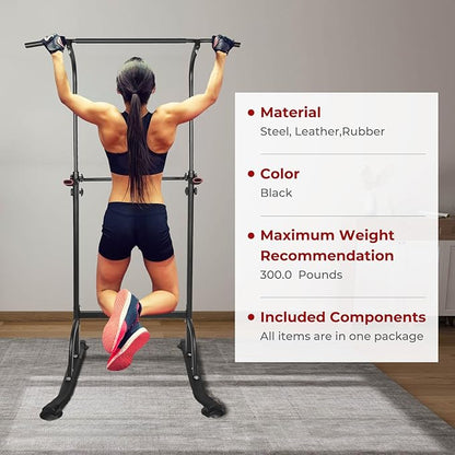 Power Tower Pull Up Bar for Home Gym, Multi Functional Pull Up Bar Stand Dip Bar Station, Adjustable Height Workout Dip Station Strength Training Fitness Equipment