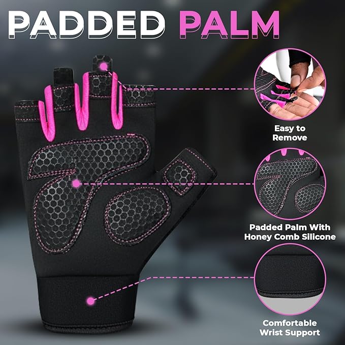 Breathable Gym Gloves for Men & Women–Lightweight,Non-Slip Workout Gloves with Full Palm Protection, Wrist Support,Ventilated Mesh for Weightlifting,Crossfit,Fitness Training & Cycling