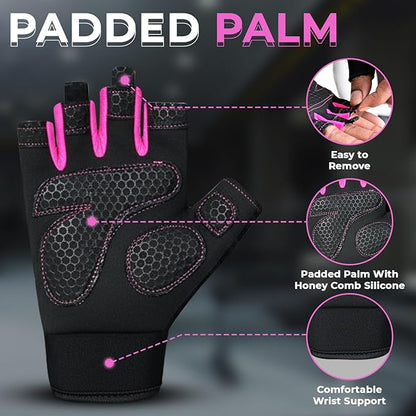 Breathable Gym Gloves for Men & Women–Lightweight,Non-Slip Workout Gloves with Full Palm Protection, Wrist Support,Ventilated Mesh for Weightlifting,Crossfit,Fitness Training & Cycling