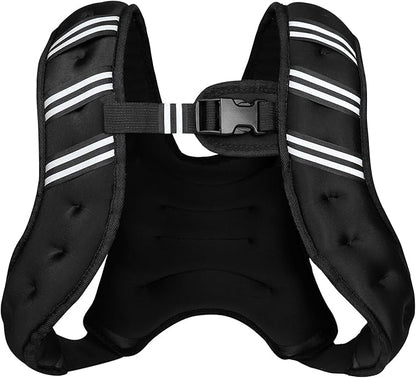 Weighted Vest for Women Men, 6lb/8lb/12lb/16lb/20lb/25lb/30lb Adjustable Weight Vest with Reflective Stripes for Workout, Strength Training, Running, Fitness, Muscle Building, Weight Loss, Rucking Vest With Phone Pouch