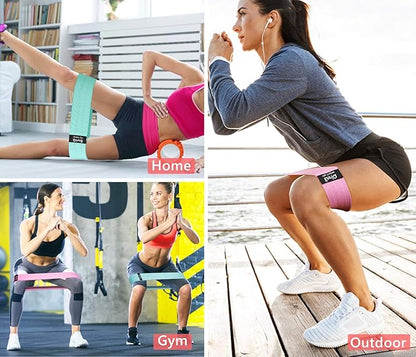 EnriQ Booty Bands Fabric Resistance Bands for Legs and Butt - Non Slip Cloth Hip Bands Elastic Workout Bands - Activate Glutes and Thighs - Made of Premium Elastic Fabric