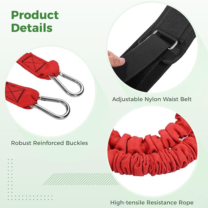 Speed Training Equipment Set, Resistance Bungee Band Multi Sport Exercise Set with Resistance Bungee Band, Waist Belt, Training Cones, and Fixing Band, Improving Speed, Stamina and Strength (A)