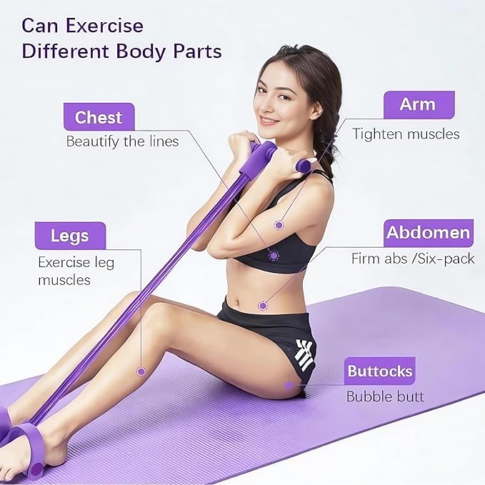 Multifunction Pedal Resistance Band with Handle, 6 Tube Foot Pedal Resistance Band for Home Workout, Full Body Exercise Equipment for Arms, Legs, Waist, Tummy, with Storage Bag