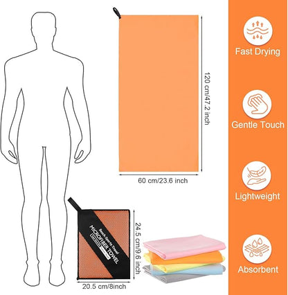 Tudomro 5 Pcs Microfiber Gym Towels Quick Dry Camping Towel for Women Men Gym Sweat Sports Towel for Yoga Tennis Running Swimming Exercise Working Out(Multicolor,23.6 x 47.2 '')