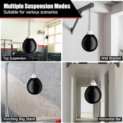 GYMAX Punching Bag, Water Aqua Bag w/Water Injector & Hanging Accessories, Folding Heavy Duty Boxing Bag for Home Gym, Boxing Training Equipment for Adults