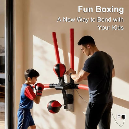 Smart Boxing Speed Trainer,Wall Mount Boxing Bar with 2 Speed Bag,Multifunction Machine with 4 Reaction Bar,2 Mode Setting Height Adjustable for Reaction Speed Stamina