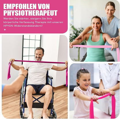 HPYGN 3 Levels Non-Latex Exercise Bands for Physical Therapy & Yoga, Professional Resistance Bands Set for Working Out, Strength Training, Pilates & Rehab, TPE Elastic Stretch Bands for Seniors, Women