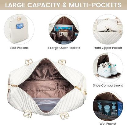 LOVEVOOK Travel Duffle Bag, Weekender Bag for Women with Toiletry Bag, Carry on Overnight Bag with Shoe Compartment, Gym Duffel Bag with Wet Pocket, Mommy Hospital Bags for Labor and Delivery