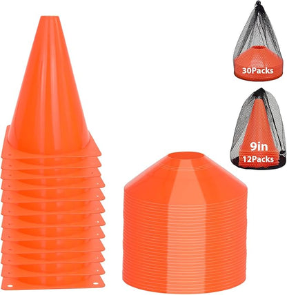 Soccer Cones Set, 84/42Pcs 7"/9" Cones Sports + Disc Cones, Cones for Sports with Carry Bag, Training Cones, Soccer Cones for Training, Plastic Soccer Cones for Drills