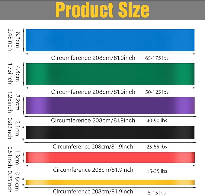 6Pcs Resistance Bands, Exercise Bands Resistance with Door Anchor, Heavy Duty Pull Up Exercise Bands for Home Workouts, Full Body Training Physical Therapy.
