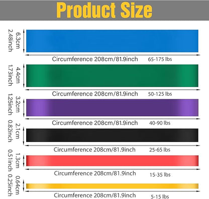 6Pcs Resistance Bands, Exercise Bands Resistance with Door Anchor, Heavy Duty Pull Up Exercise Bands for Home Workouts, Full Body Training Physical Therapy.