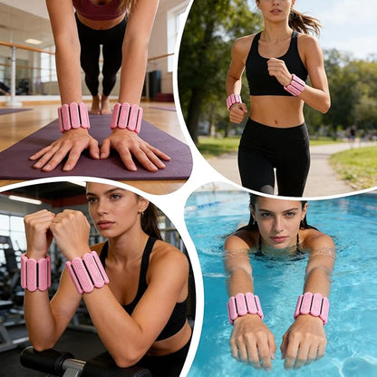 Wrist & Ankle Weights for Women Men, 1lb/2lb/4lb Set of 2 - Adjustable Wearable Weighted Bands, Waterproof Silicone Arm & Leg Weights for Pilates, Yoga, Walking, Dance, Home Workout & Gym