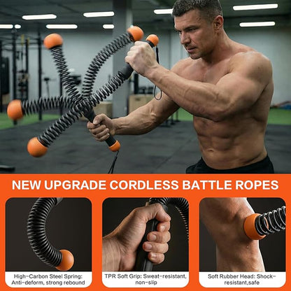 Ropeless Battle Ropes for Home Gym, Portable Cordless Weighted Battle Ropes with Storage Bag, High Calorie Burn for Men & Women, Fitness Equipment for HIIT & Low-Impact Aerobic Training