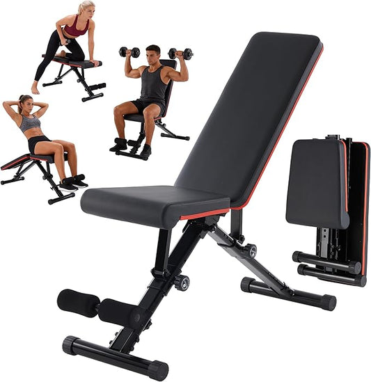 NEWBULIG Adjustable Weight Bench for Home Gym, Foldable Incline Decline Flat Workout Bench for Full Body Exercise, Bench Press and Sit Up Training Equipment, 795 lbs Capacity