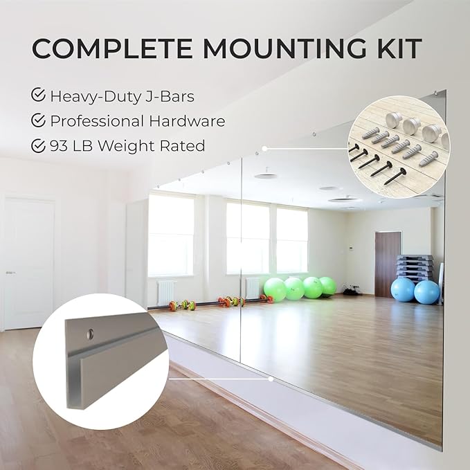Fab Glass and Mirror Tempered Glass Gym Mirror - 48”x72” Shatterproof HD Wall Mirror for Home Gym, Dance Studio, Workout Room - Professional Grade Safety Backing - USA Exclusive Frameless Design