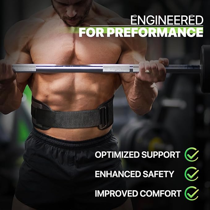 Weight Lifting Belt for Men Women, 8" Back and Lumbar Support Gym Belt for Bodybuilding, Fitness, Powerlifting, Cross Training