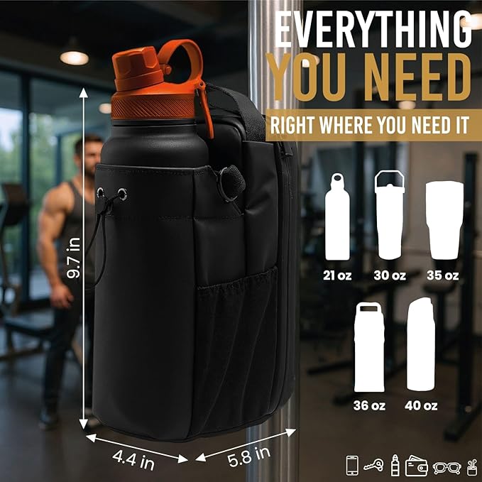 Magnetic Gym Bag – Compact Crossbody Fitness Pouch with Water Bottle Holder – Small Gym Bag for Men & Women – Secure Magnetic Storage & Travel-Friendly Design