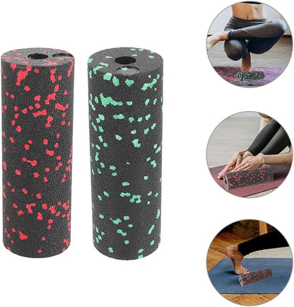 Veemoon 2pcs Mini Exercise Foam Rollers for Muscle Massage, Lightweight Hollow Fitness Rollers for Travel, Includes Green and Red Body Massage Sticks for Muscle Relaxation