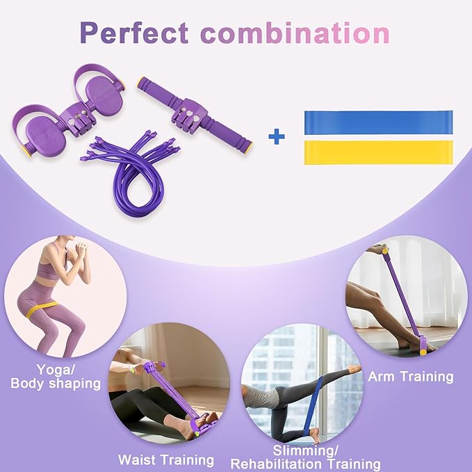 Pedal Resistance Band with Handle,Upgrade 6-Tube Detachable Yoga Bands,Multi-Functional Resistance Band Fitness Equipment, for Full Body Stretching, Shaping and Fat Reduction Training
