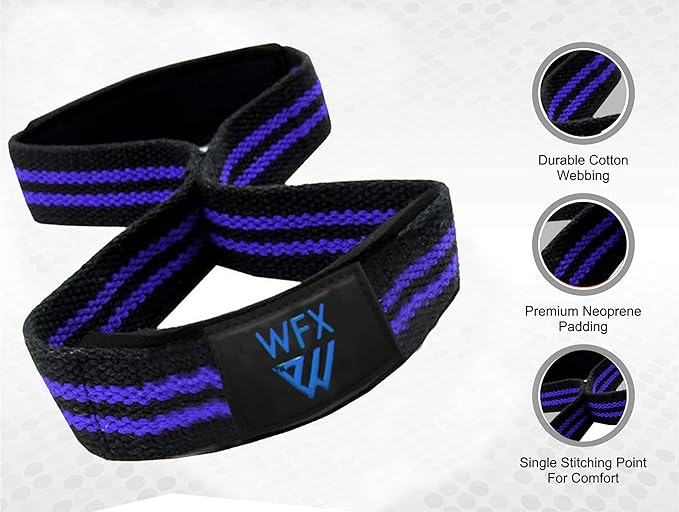 Weight Lifting Straps Padded Figure 8 Wrist Support Gym Wraps Men Women Fitness Bodybuilding Double Loop Workout Heavy Training Powerlifting Dumbbell Squats Pull Up Grip