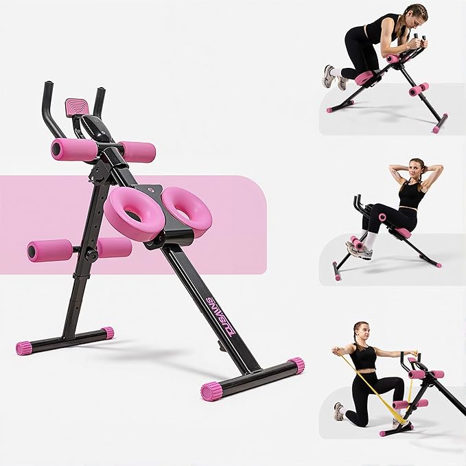 TOUSAINS Adjustable Ab Trainer Machine for Women, Foldable Ab Exercise Machine for Core, Waist, Arms & Buttocks, Home Gym Workout Equipment for Women