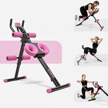 TOUSAINS Adjustable Ab Trainer Machine for Women, Foldable Ab Exercise Machine for Core, Waist, Arms & Buttocks, Home Gym Workout Equipment for Women