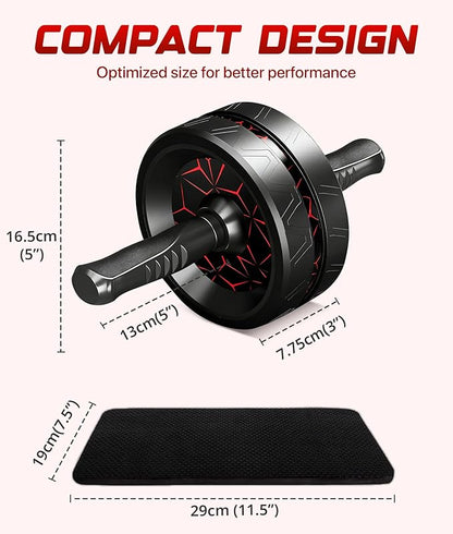 ROMIX Ab Roller Wheel, Wide Ab Wheel Roller with Extra Thick Knee Mat for Home Gym Fitness, Abs Workout Equipment for Abdominal and Core Strength Training for Men and Women, Exercise Wheels for Abs