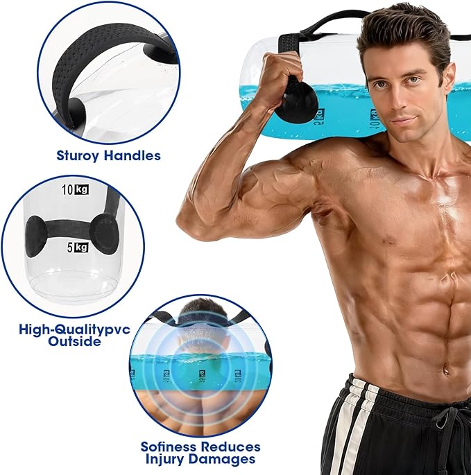 Water Weights Aqua Bag - Tidal Tank Dual-Purpose Training Bag, Adjustable Water Punching Bag & Sandbag Alternative for Strength, Core & Balance Workout. Portable Home Gym Equipment, 55 LBS