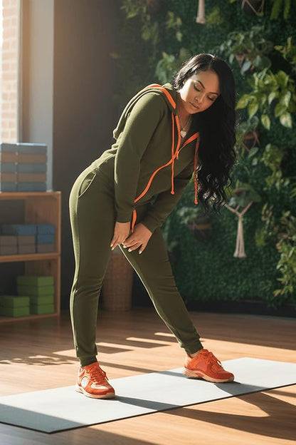 CLOCOR Track Suits for Women Set - Casual 2 Piece Outfits Sweatsuit Pocket Hoodies Long Sleeve with Patchwork Pants Set