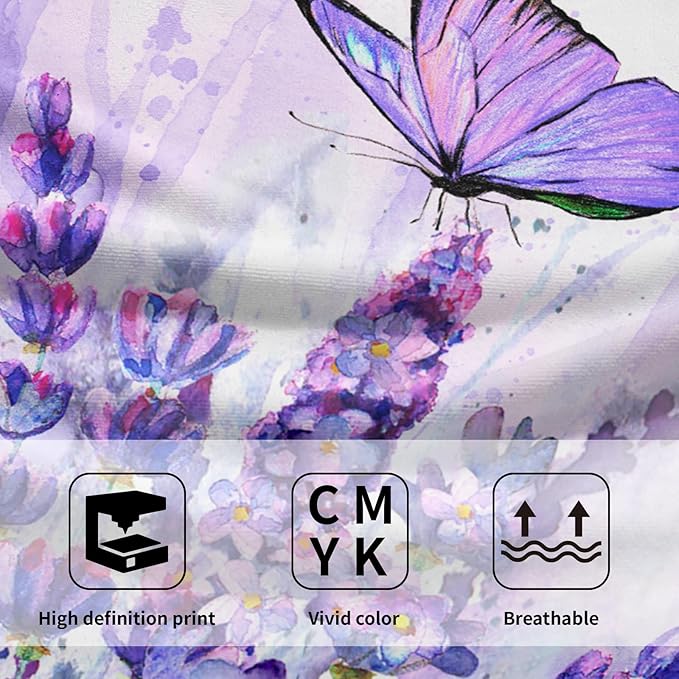 Watercolor Lavender Butterfly Kitchen Towels Set of 2 Purple Flower Butterflies Decorative Dish Towels Spring Floral Drying Baking Cooking Cloth Seasonal Super Soft Towels for Home Kitchen Face Towel