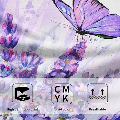 Watercolor Lavender Butterfly Kitchen Towels Set of 2 Purple Flower Butterflies Decorative Dish Towels Spring Floral Drying Baking Cooking Cloth Seasonal Super Soft Towels for Home Kitchen Face Towel