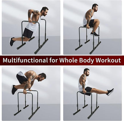 Dip Bar, Adjustable Dip Stands Station for Home, Functional Heavy Duty Parallette Bars for Upper Body Workout (550LBS Loading Capacity, 2025 New Version)
